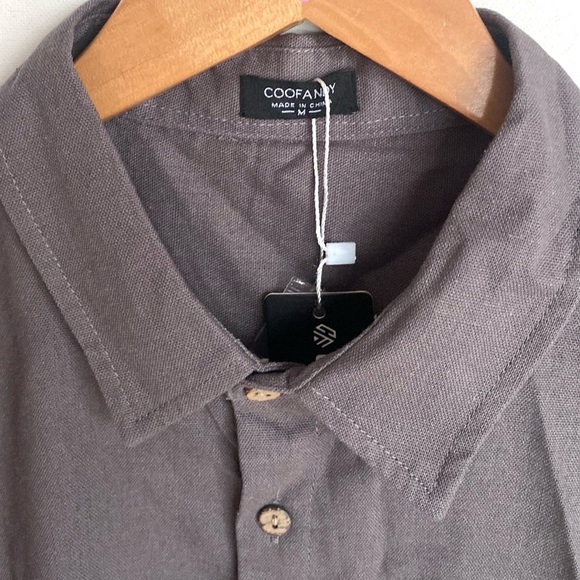 (A11) Coofandy Gray Short Sleeve Button-Up Shirt & Pants Set, Gray, Size M, NWT - Picture 4 of 11